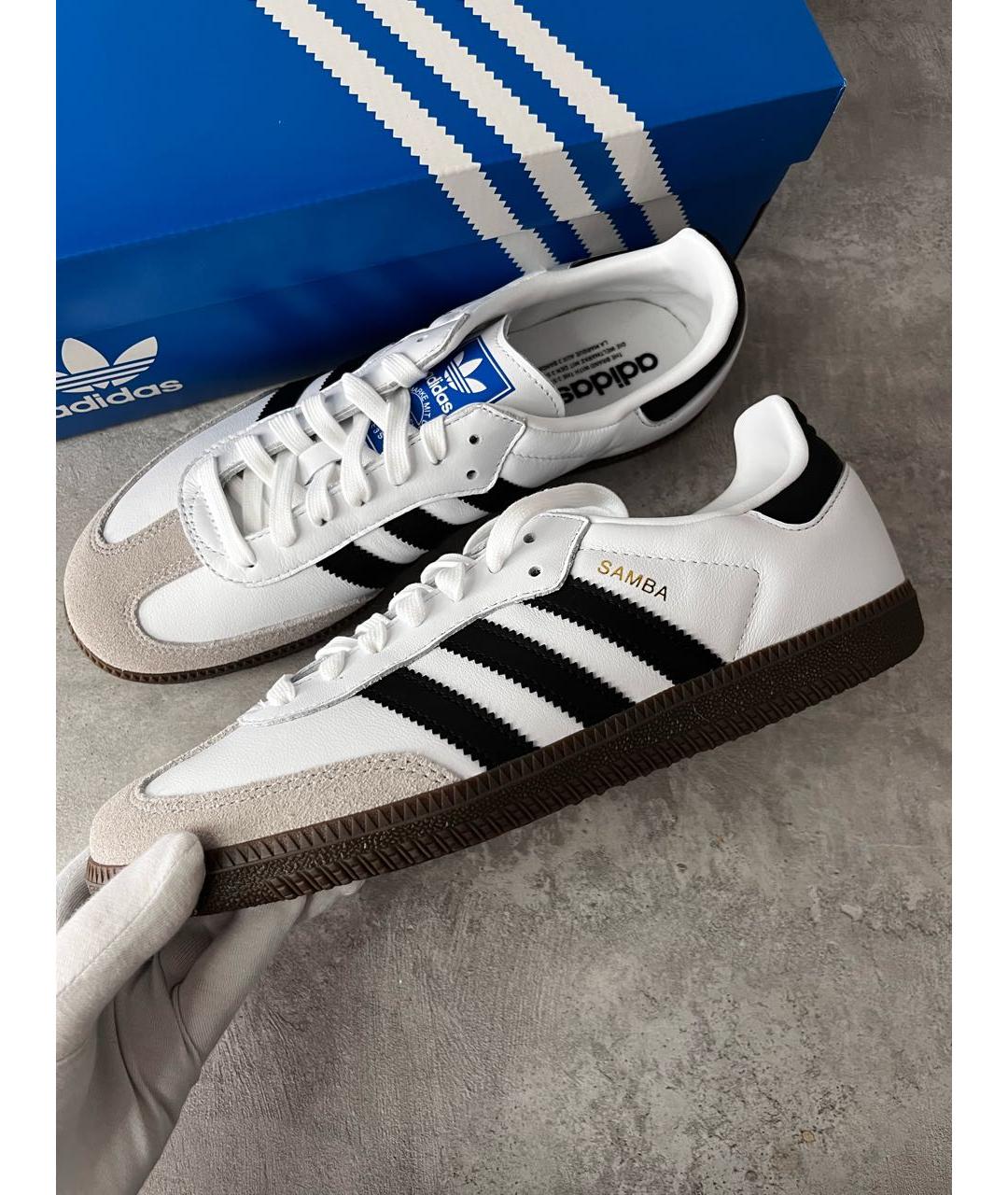 ADIDAS Белые кожаные кроссовки, фото 4