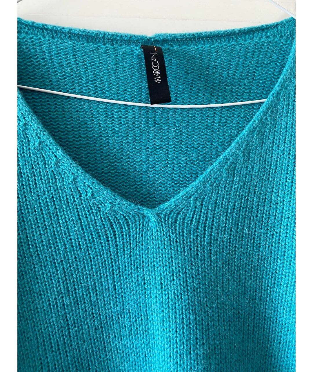 MARC CAIN Бирюзовый шерстяной джемпер / свитер, фото 6