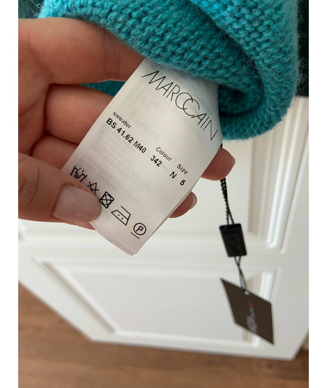 MARC CAIN Бирюзовый шерстяной джемпер / свитер, фото 4
