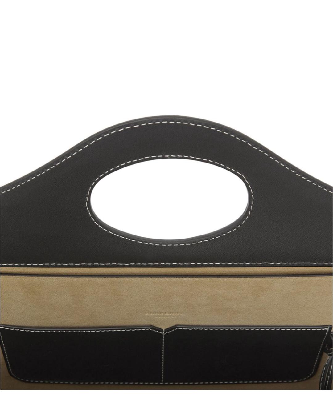 BURBERRY Черная кожаная сумка с короткими ручками, фото 4
