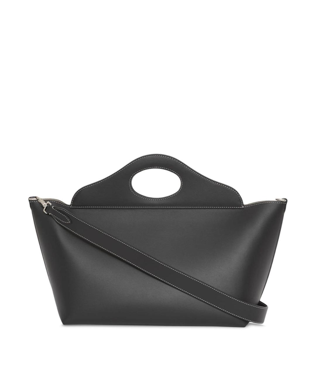 BURBERRY Черная кожаная сумка с короткими ручками, фото 3