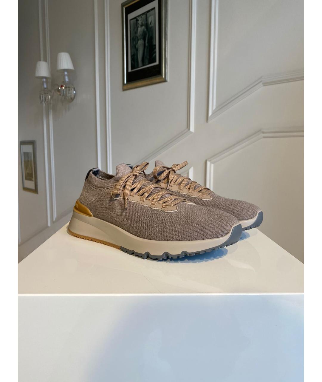 BRUNELLO CUCINELLI Бежевые низкие кроссовки / кеды, фото 2