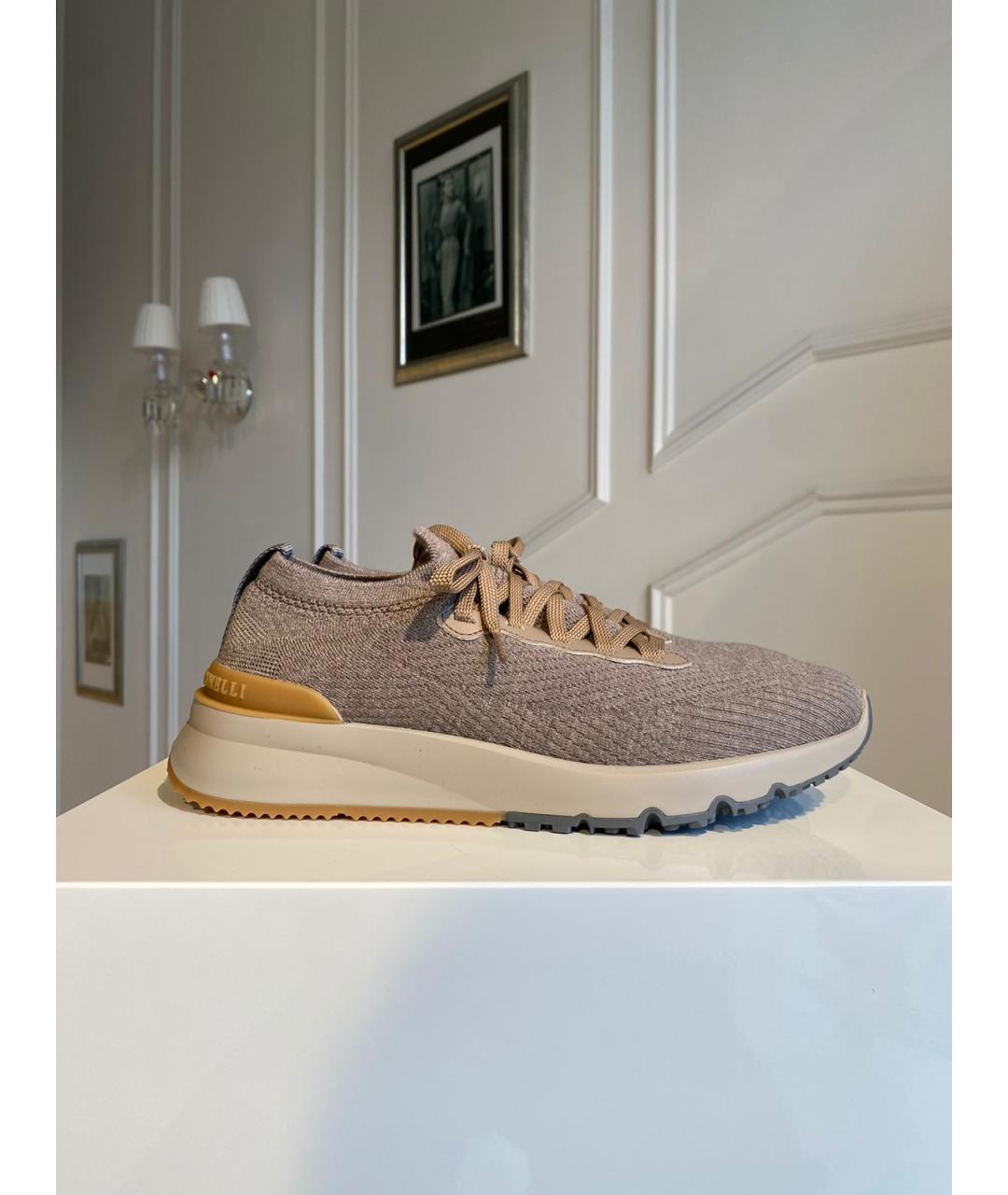 BRUNELLO CUCINELLI Бежевые низкие кроссовки / кеды, фото 4