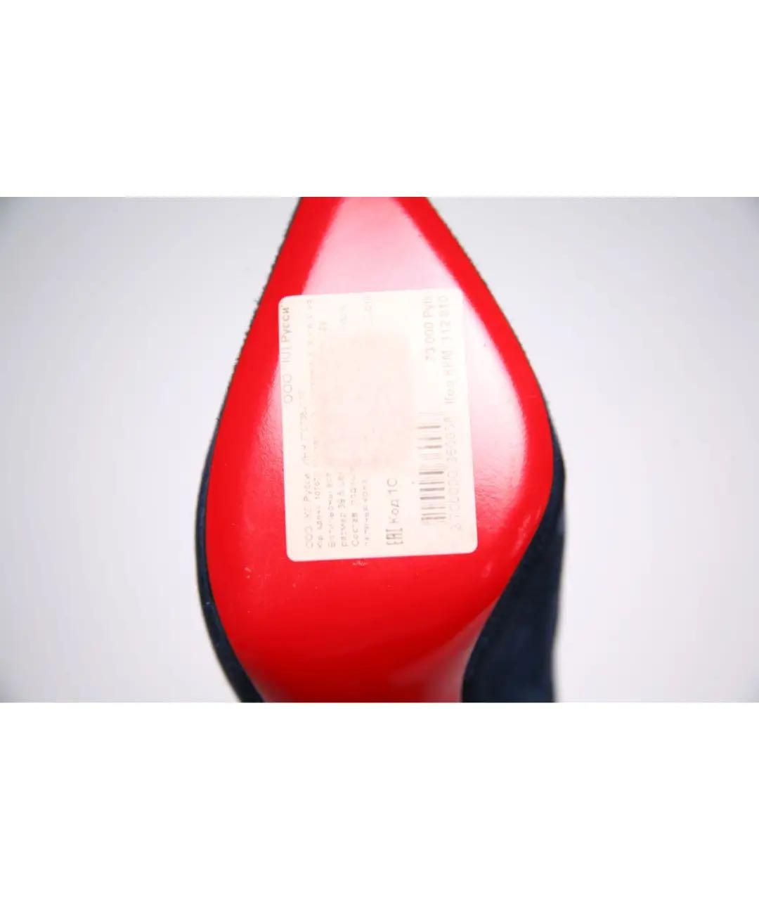 CHRISTIAN LOUBOUTIN Синие замшевые ботильоны, фото 4