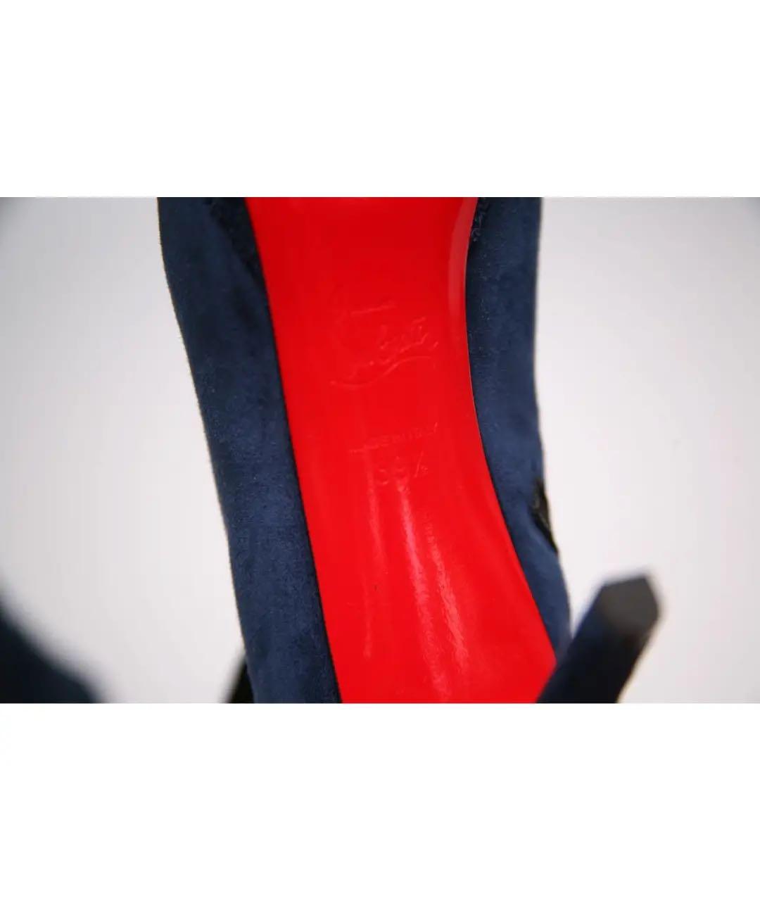 CHRISTIAN LOUBOUTIN Синие замшевые ботильоны, фото 5