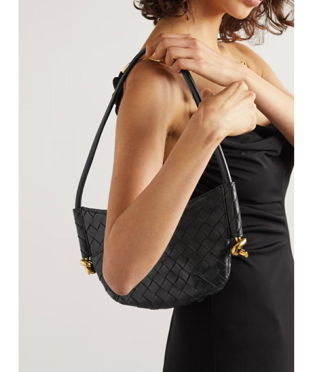 BOTTEGA VENETA Черная кожаная сумка через плечо, фото 2