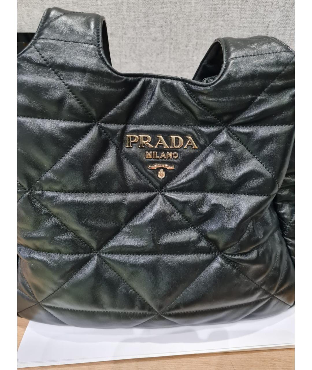 PRADA Черная кожаная сумка тоут, фото 4