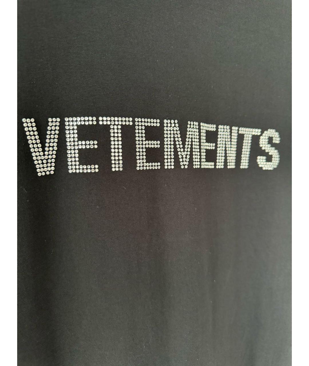 VETEMENTS Черная хлопко-эластановая футболка, фото 5