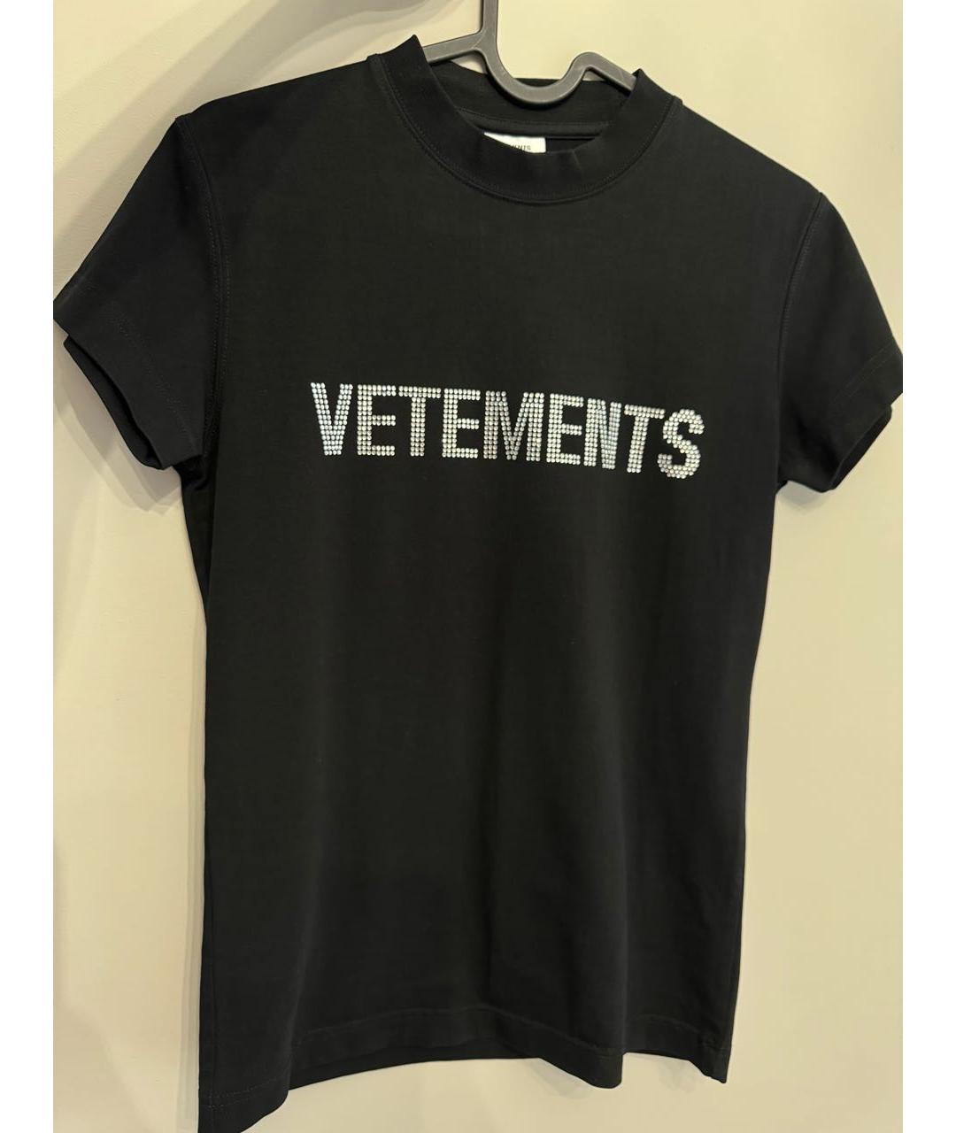 VETEMENTS Черная хлопко-эластановая футболка, фото 9