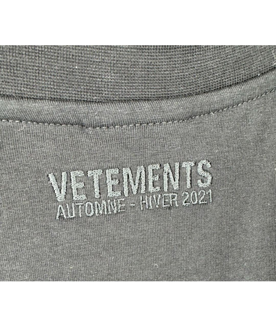 VETEMENTS Черная хлопко-эластановая футболка, фото 7