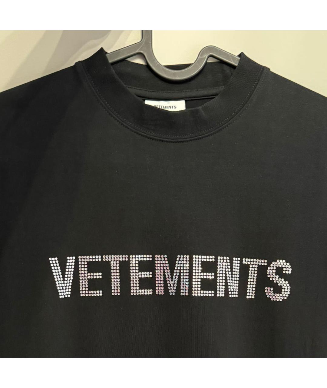 VETEMENTS Черная хлопко-эластановая футболка, фото 3