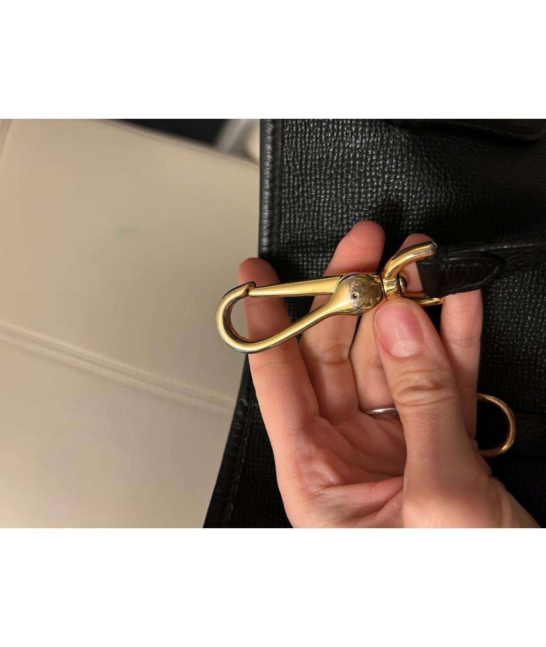 BURBERRY Черная кожаная сумка тоут, фото 6