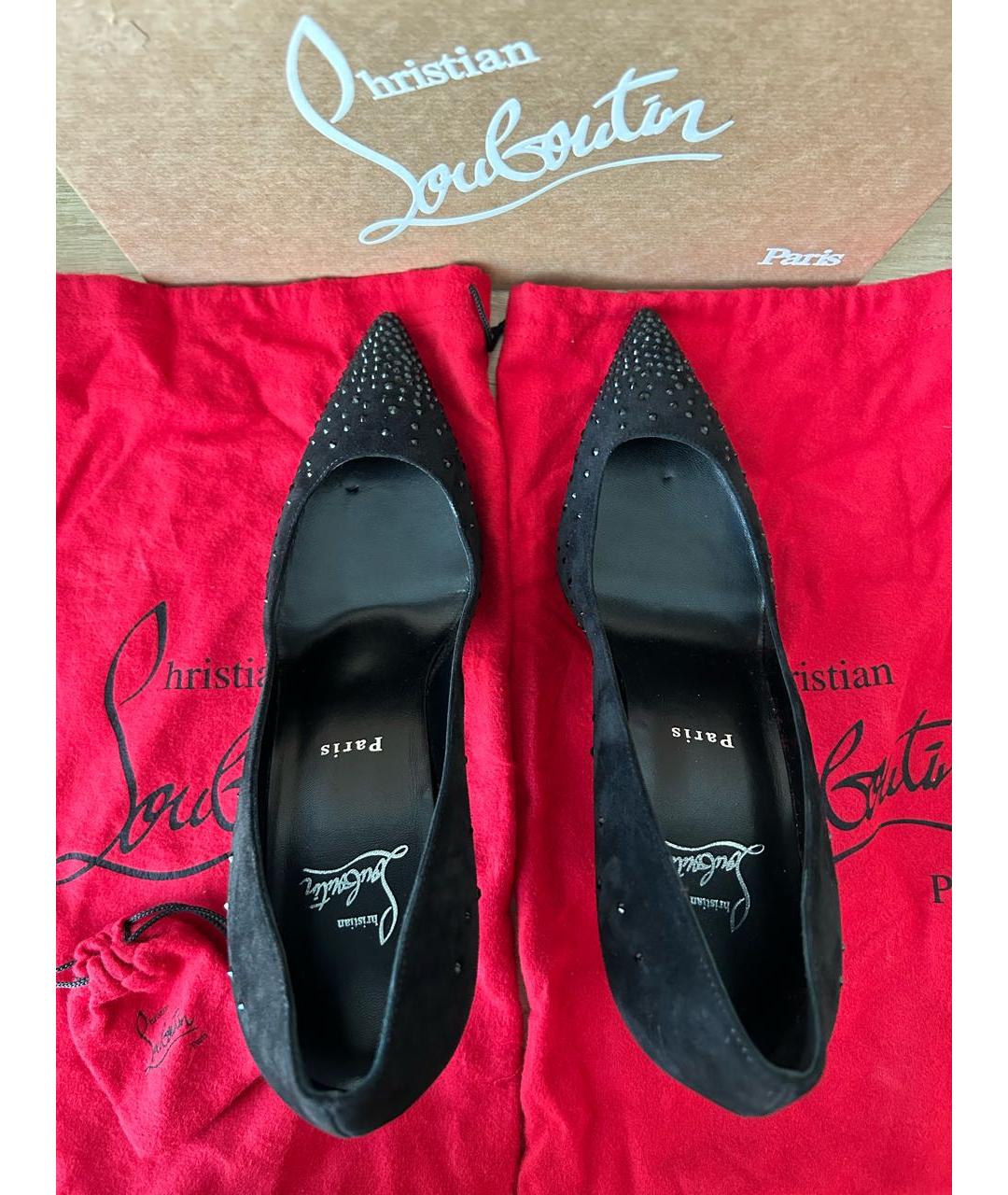 CHRISTIAN LOUBOUTIN Черные замшевые туфли, фото 3