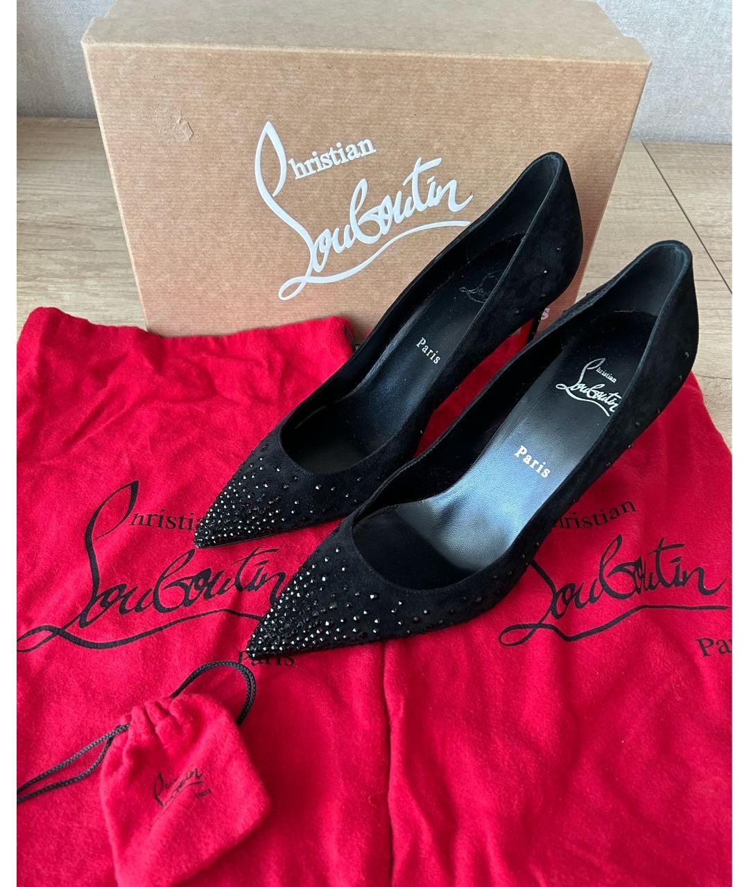 CHRISTIAN LOUBOUTIN Черные замшевые туфли, фото 5