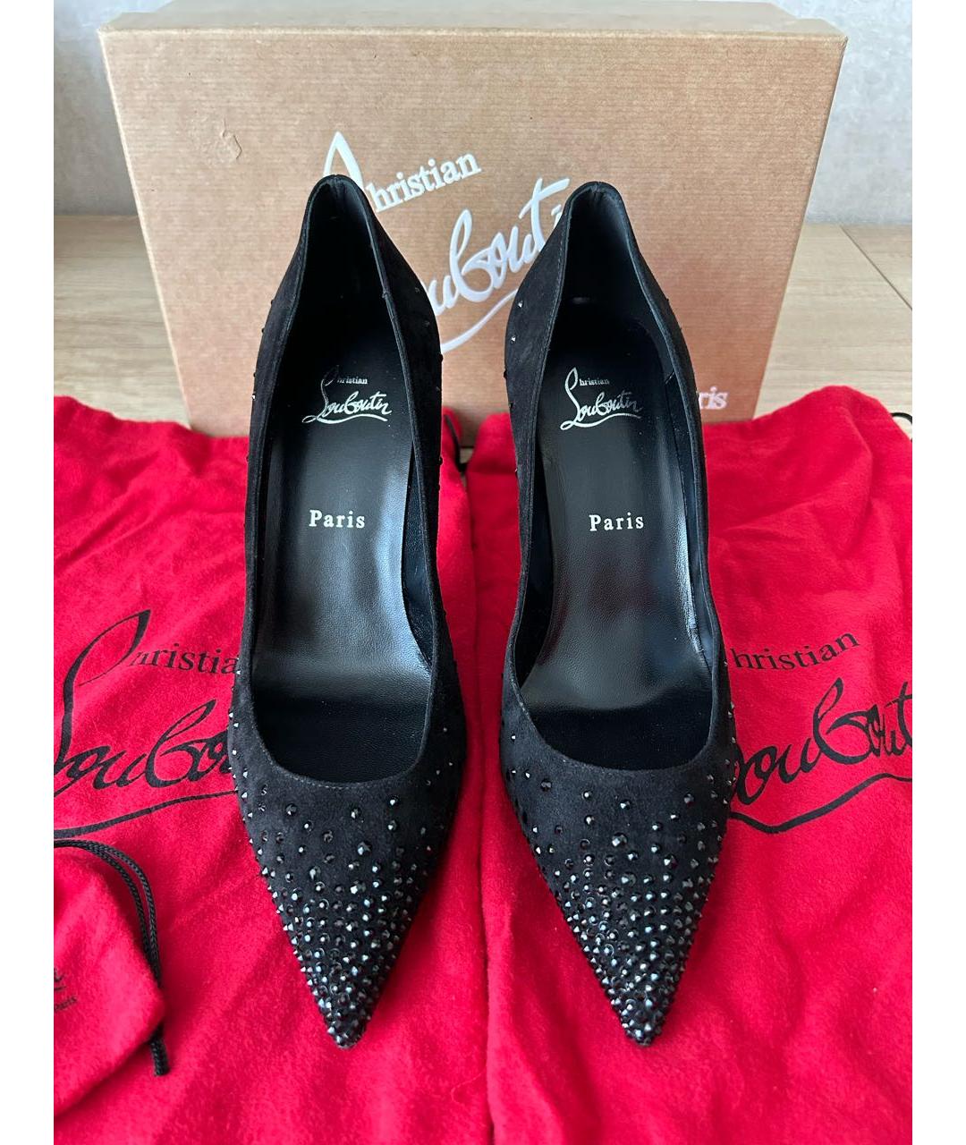 CHRISTIAN LOUBOUTIN Черные замшевые туфли, фото 2