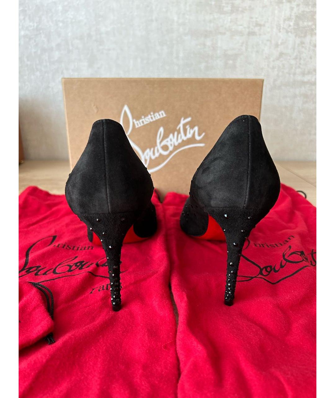 CHRISTIAN LOUBOUTIN Черные замшевые туфли, фото 4
