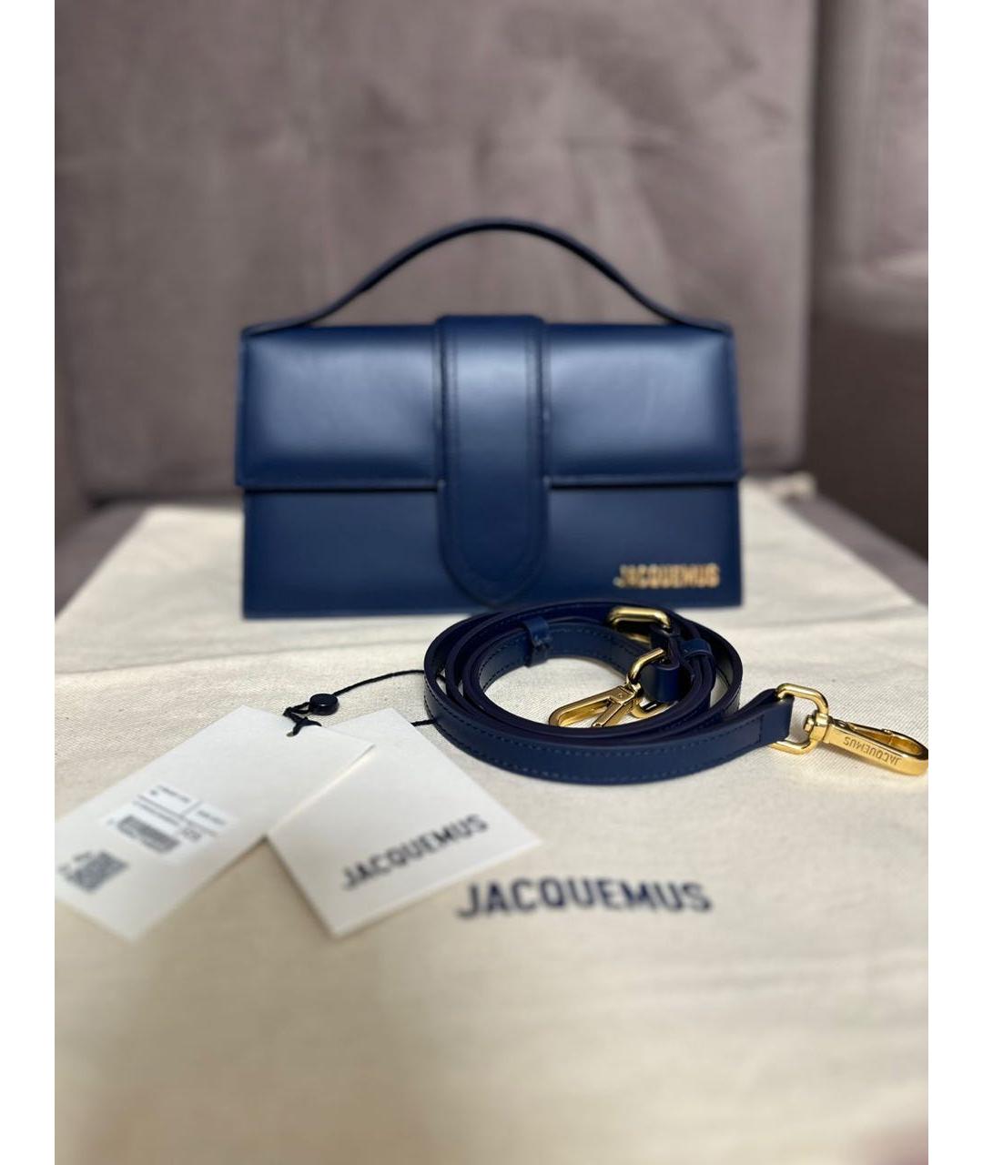 JACQUEMUS Темно-синяя кожаная сумка через плечо, фото 6