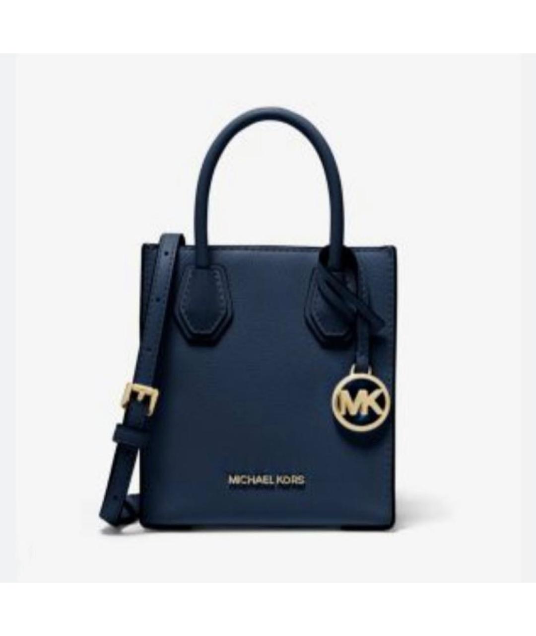 MICHAEL KORS Темно-синяя кожаная сумка с короткими ручками, фото 7