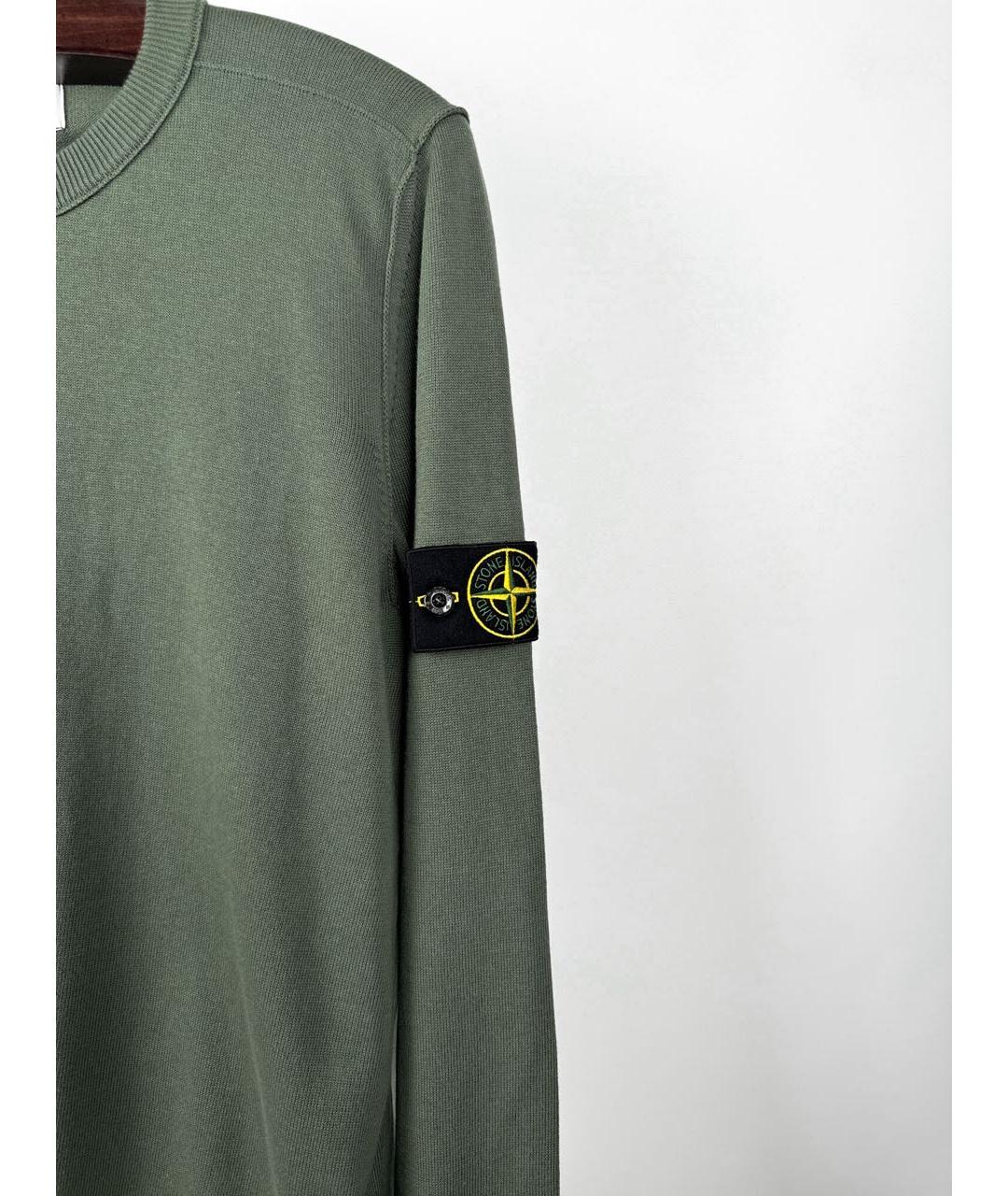 STONE ISLAND Зеленый хлопковый джемпер / свитер, фото 4