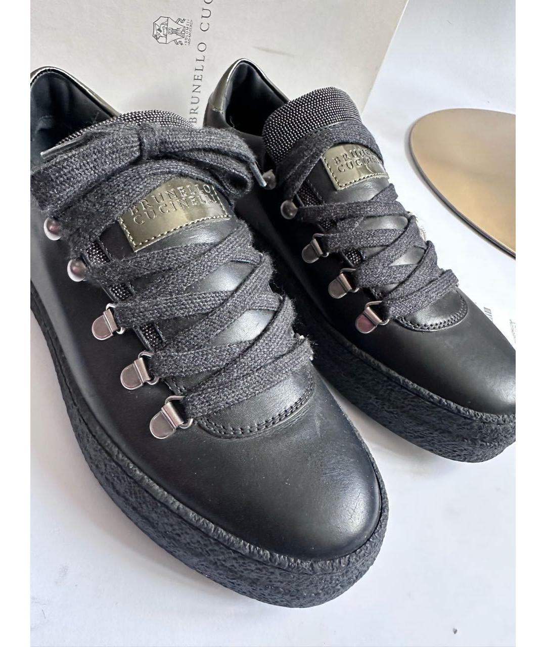 BRUNELLO CUCINELLI Черные кожаные кеды, фото 8