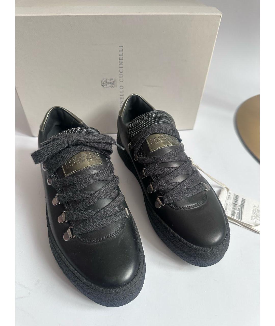 BRUNELLO CUCINELLI Черные кожаные кеды, фото 7