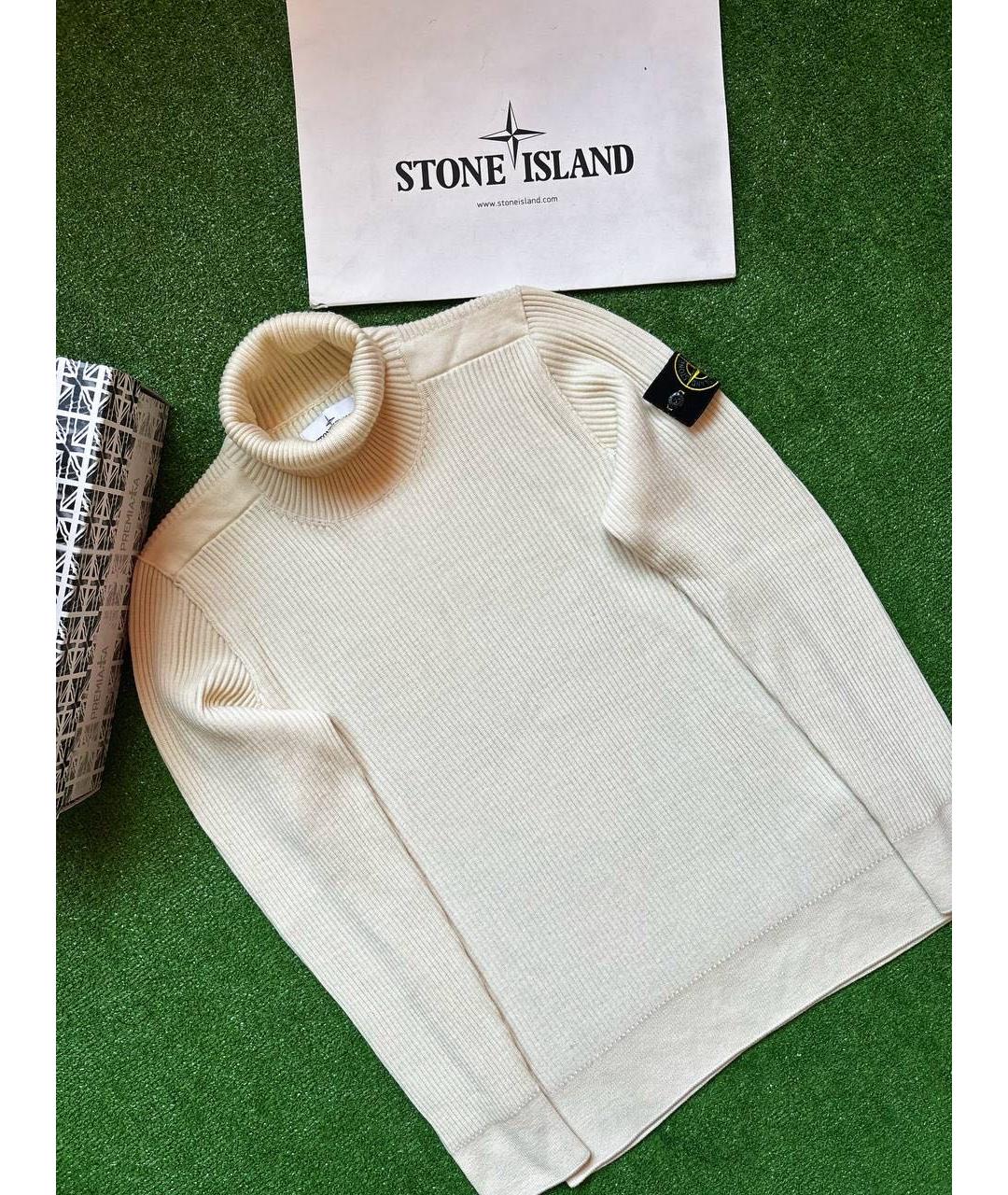 STONE ISLAND Бежевая шерстяная водолазка, фото 3