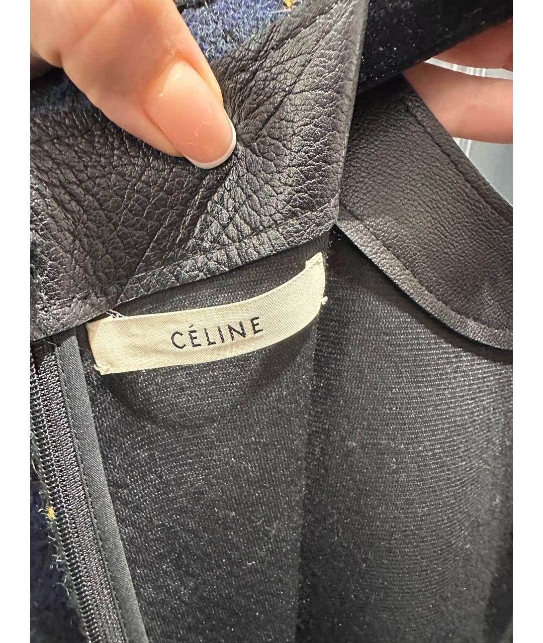 CELINE Темно-синее шерстяное повседневное платье, фото 3