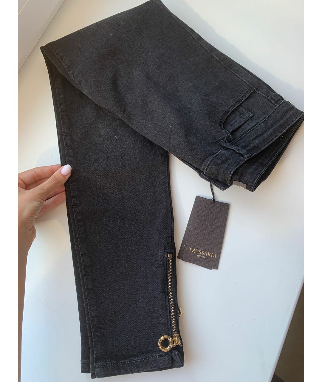 TRUSSARDI Черные хлопковые детские джинсы, фото 2