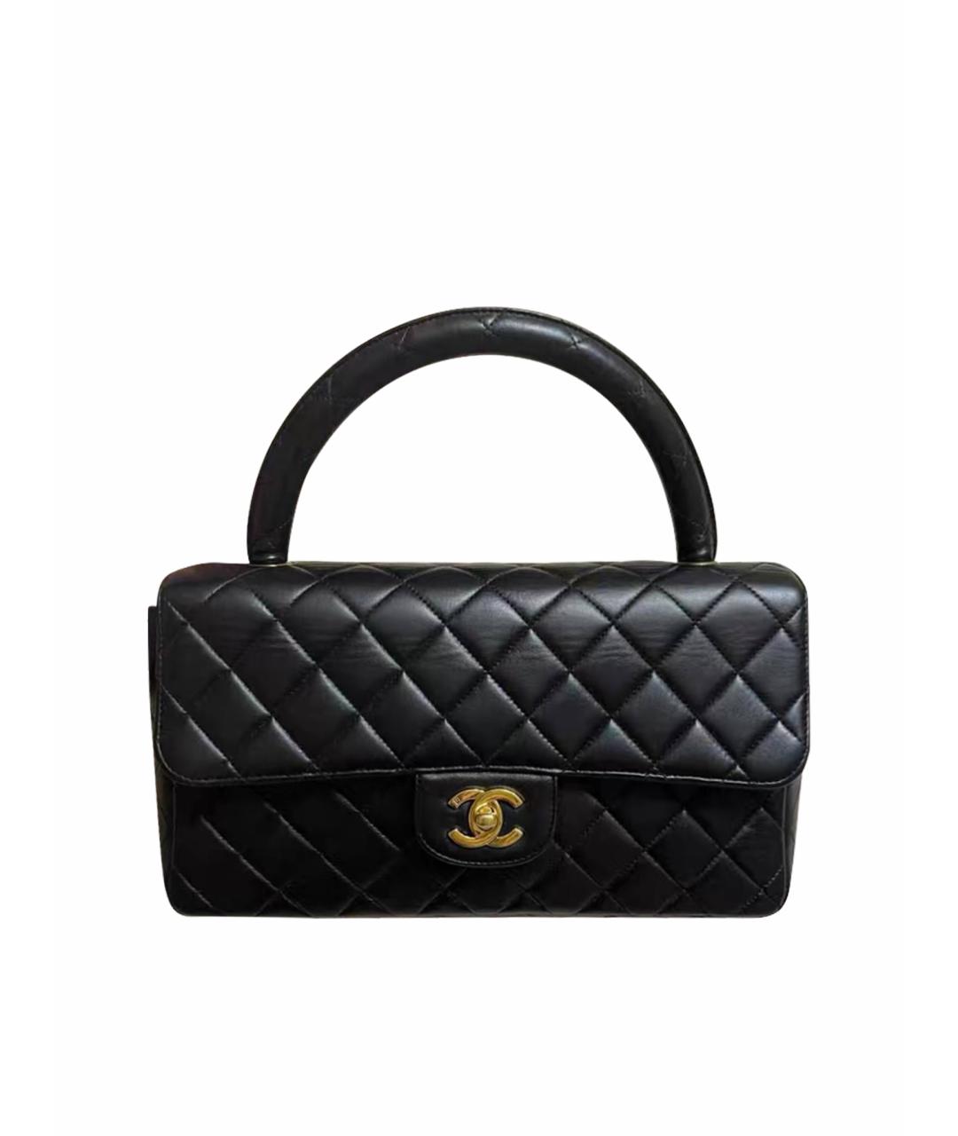 CHANEL Черная кожаная сумка с короткими ручками, фото 1