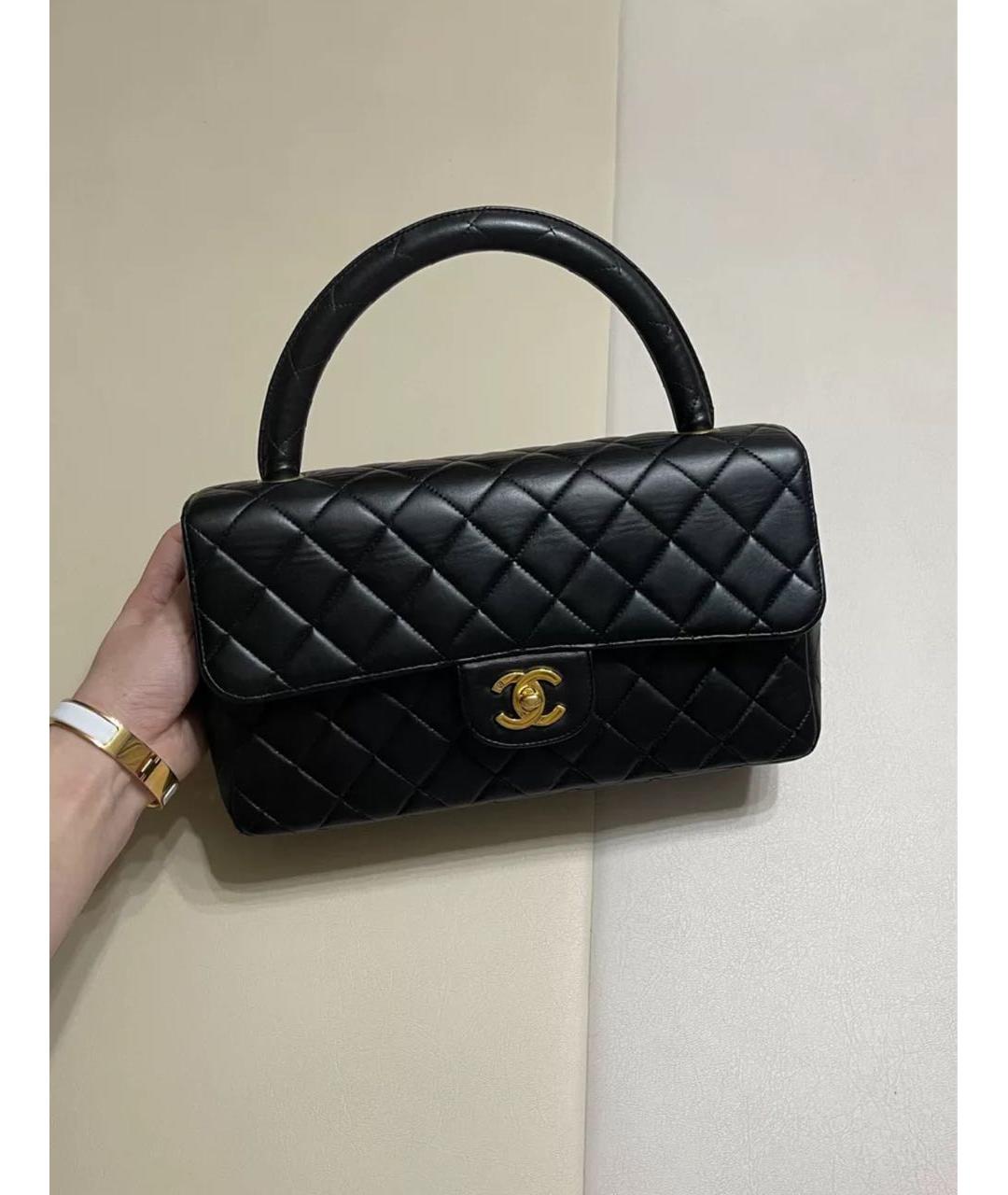 CHANEL Черная кожаная сумка с короткими ручками, фото 2
