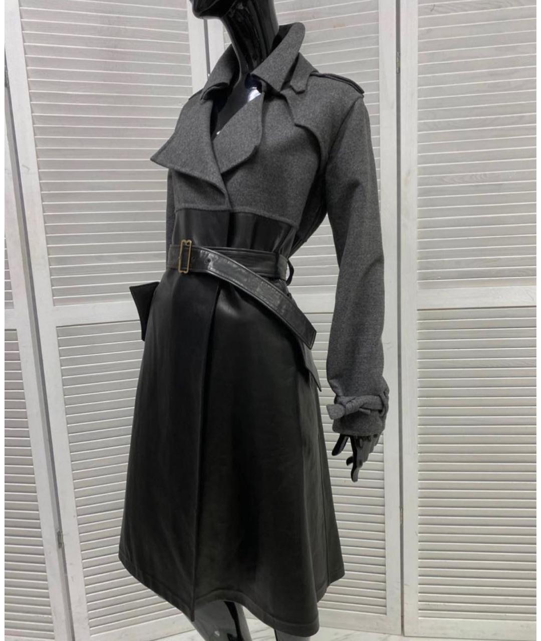 SAINT LAURENT Черный кожаный тренч/плащ, фото 3