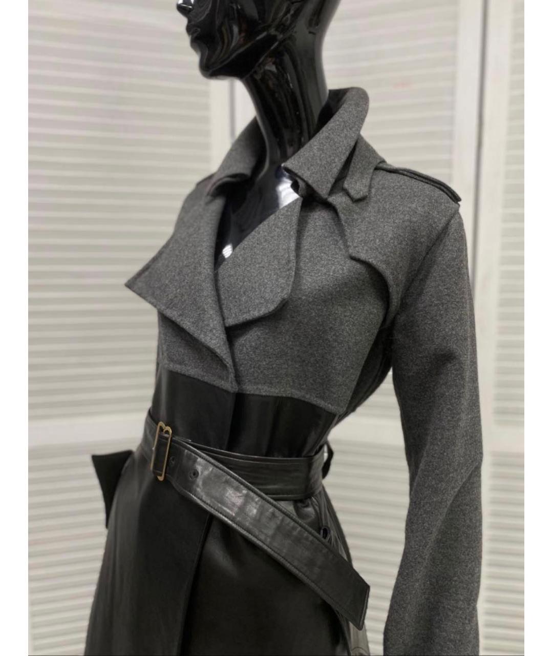 SAINT LAURENT Черный кожаный тренч/плащ, фото 5