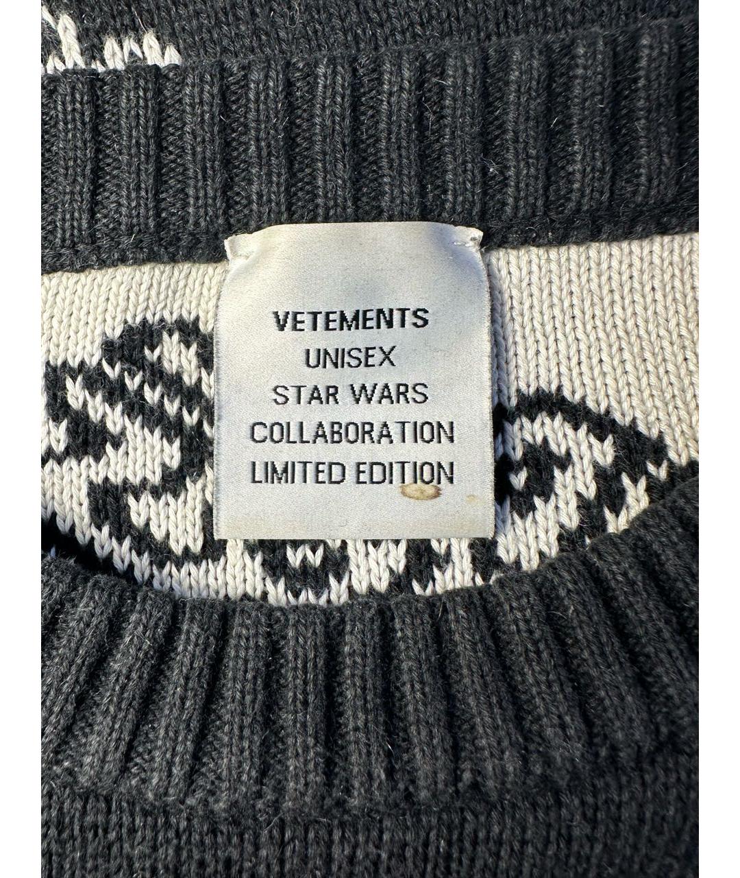 VETEMENTS Черный хлопко-эластановый джемпер / свитер, фото 3