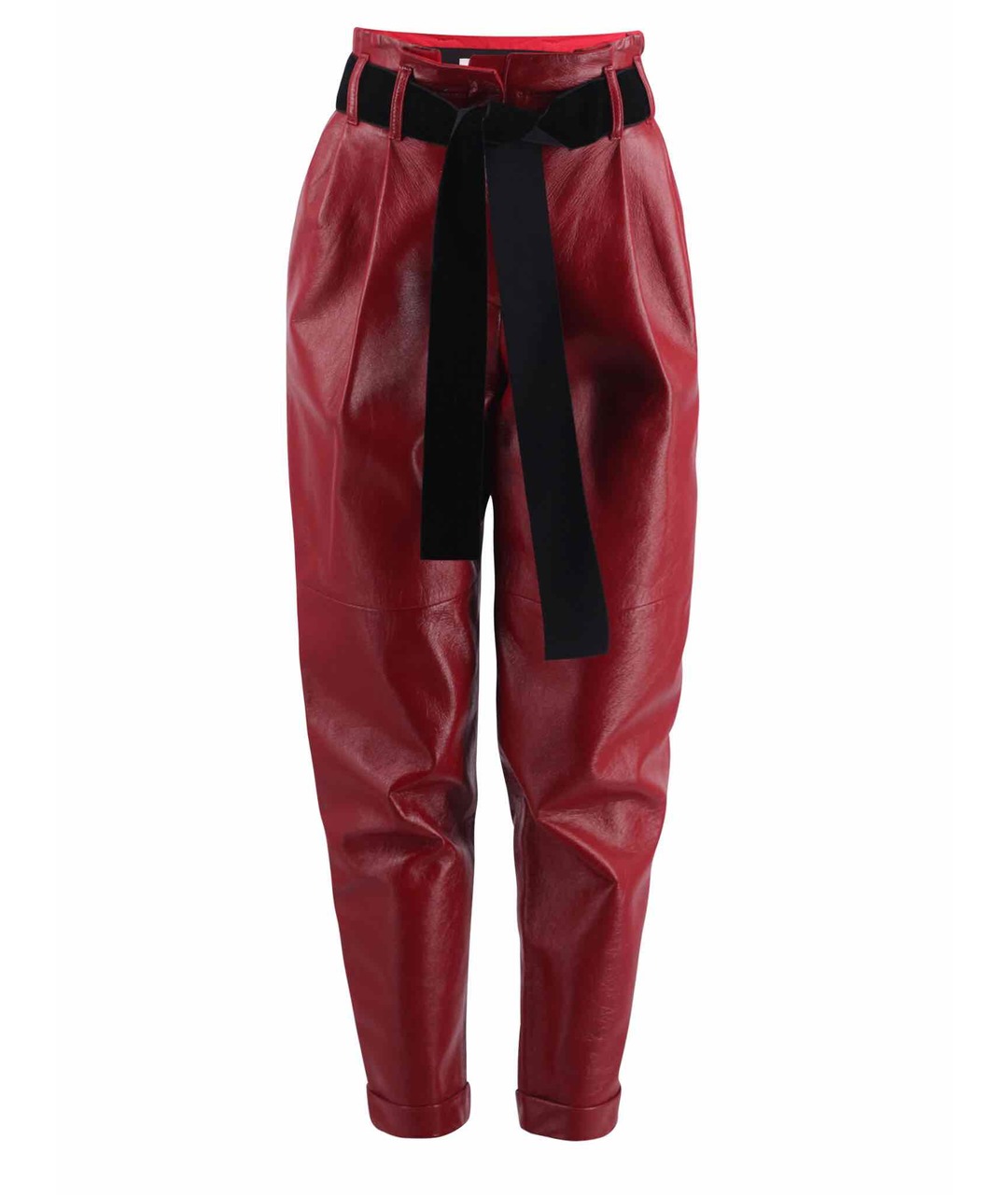 PHILOSOPHY DI LORENZO SERAFINI Красные кожаные прямые брюки, фото 1