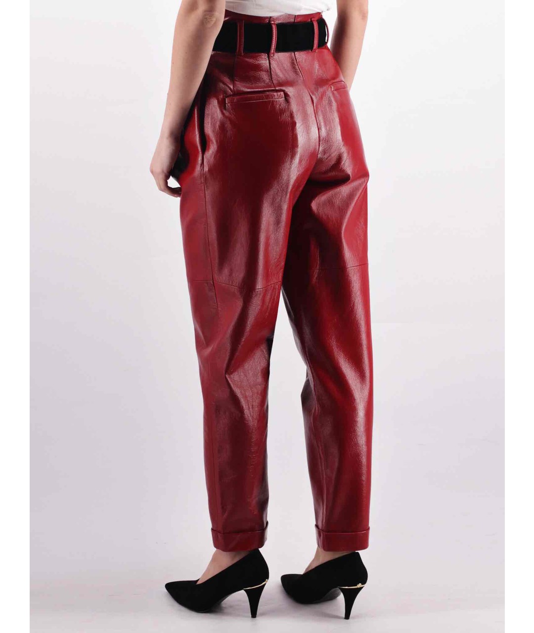PHILOSOPHY DI LORENZO SERAFINI Красные кожаные прямые брюки, фото 3