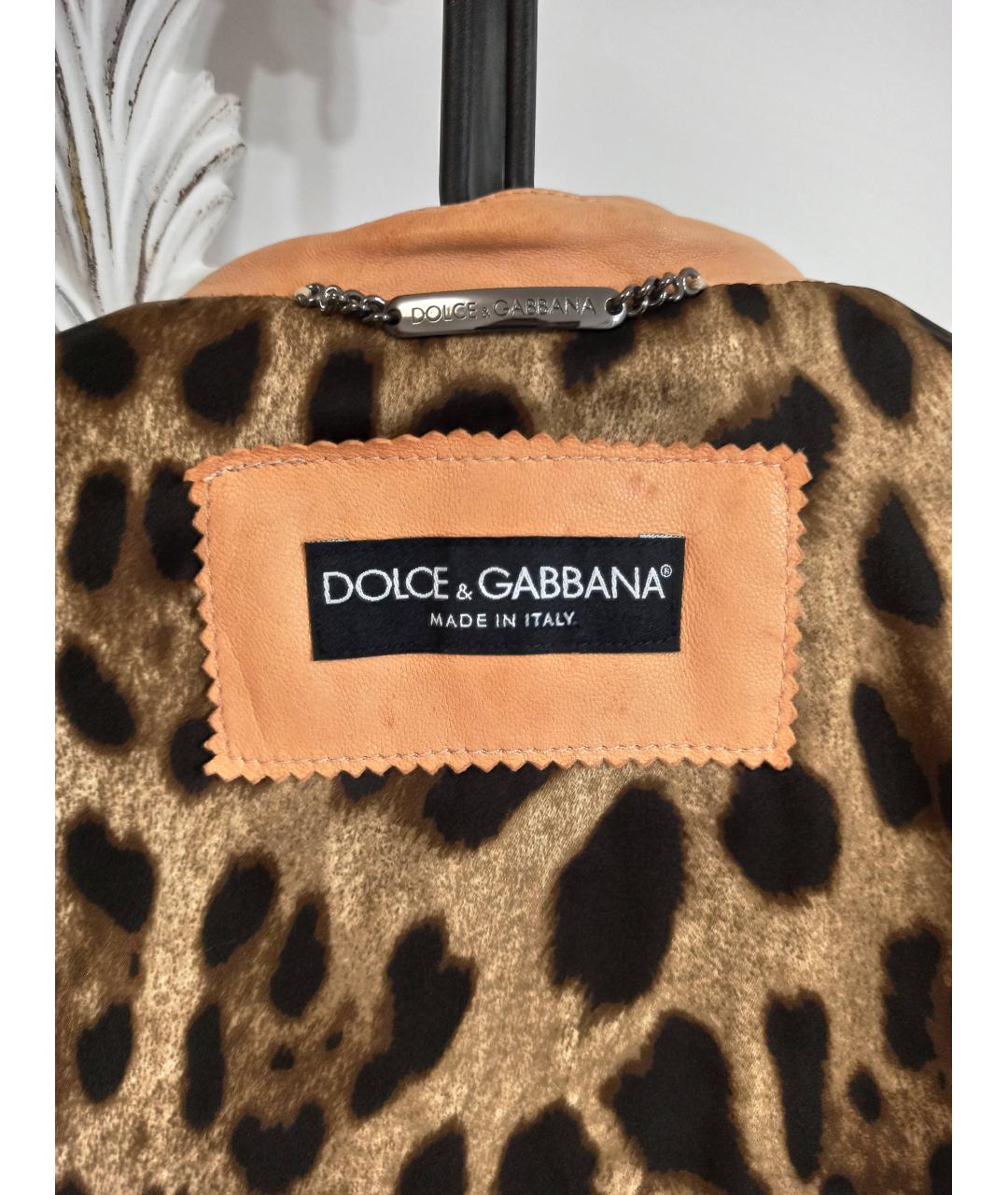 DOLCE&GABBANA Коричневая кожаная куртка, фото 3