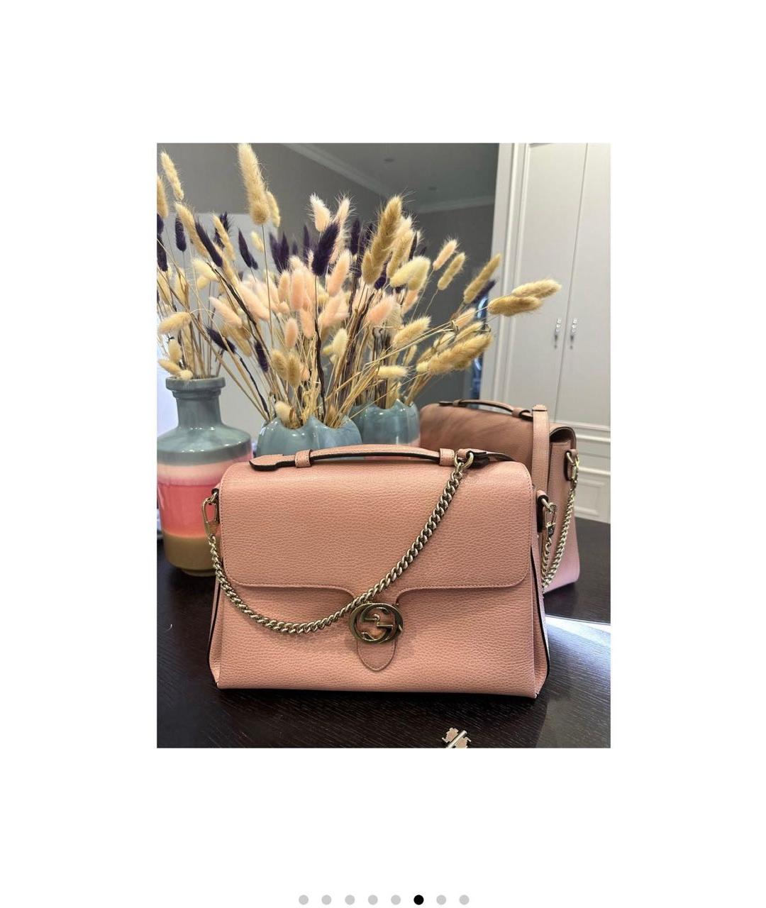 GUCCI Розовая кожаная сумка через плечо, фото 2