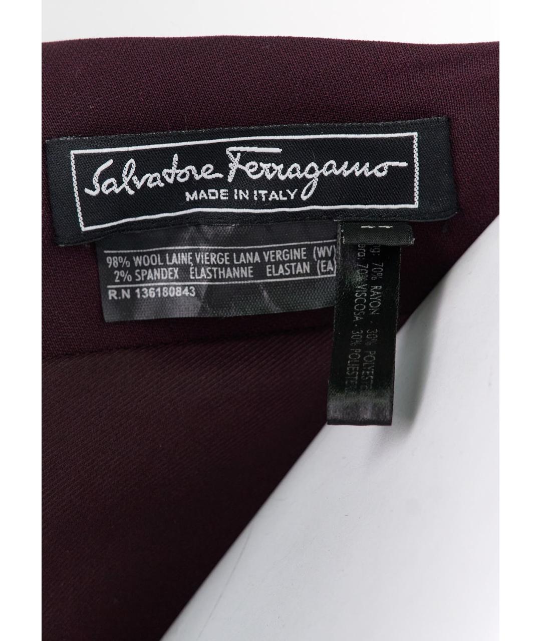 SALVATORE FERRAGAMO Бордовое шерстяное вечернее платье, фото 3