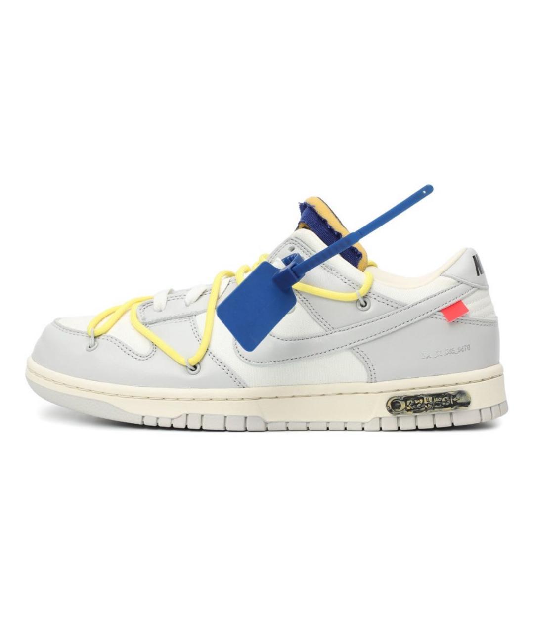 NIKE X OFF-WHITE Серые кожаные низкие кроссовки / кеды, фото 6