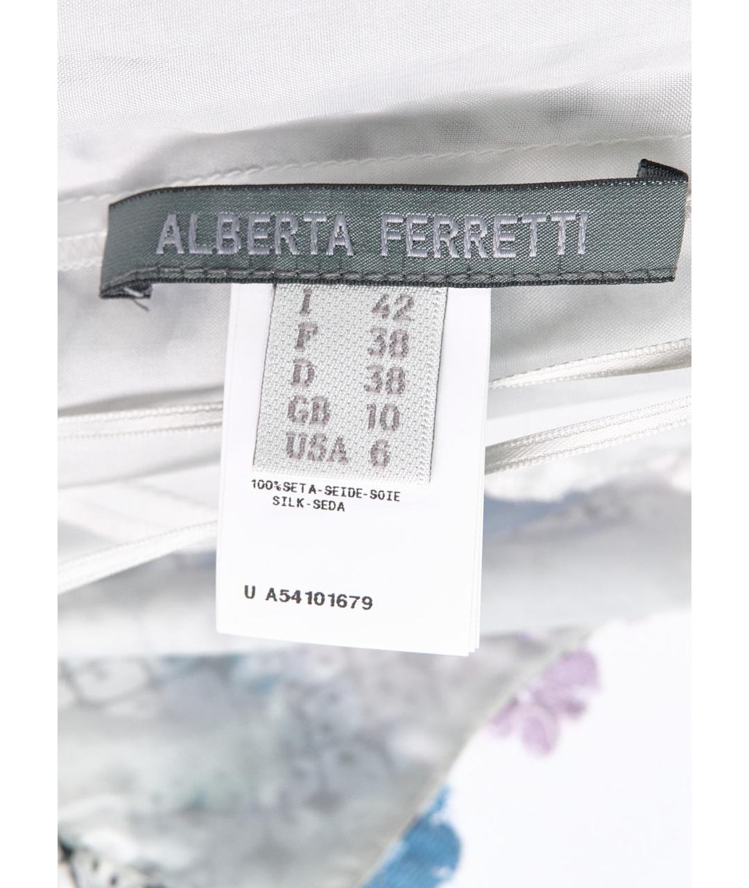 ALBERTA FERRETTI Голубое шелковое повседневное платье, фото 3