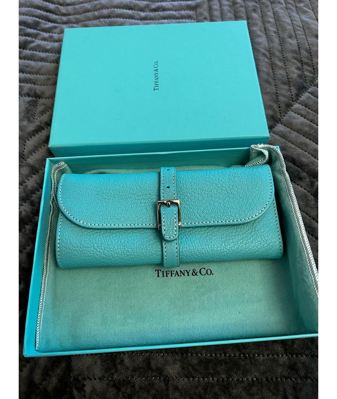 TIFFANY&CO Бирюзовая кожаная косметичка, фото 5