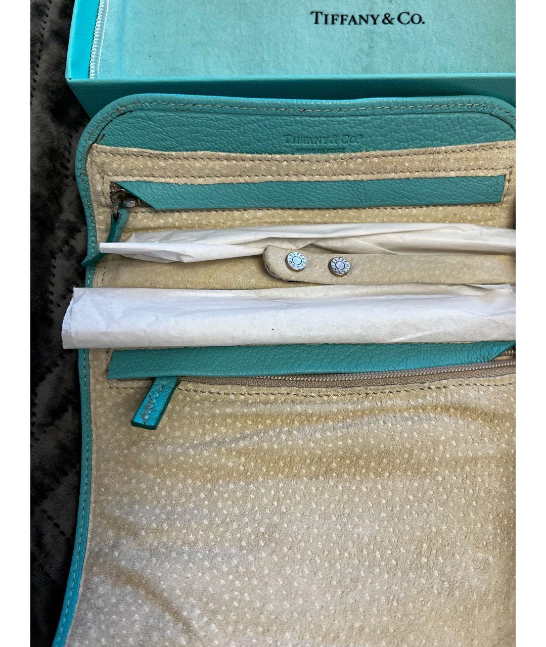 TIFFANY&CO Бирюзовая кожаная косметичка, фото 2