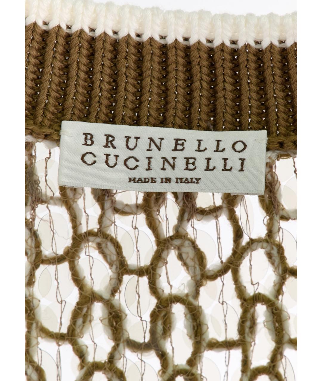 BRUNELLO CUCINELLI Золотое хлопковое вечернее платье, фото 3