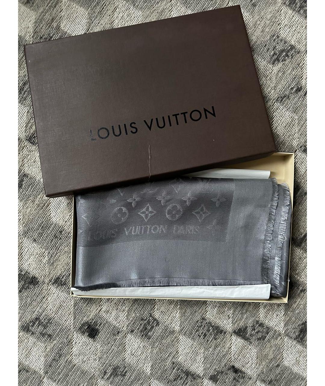 LOUIS VUITTON Антрацитовый платок, фото 5