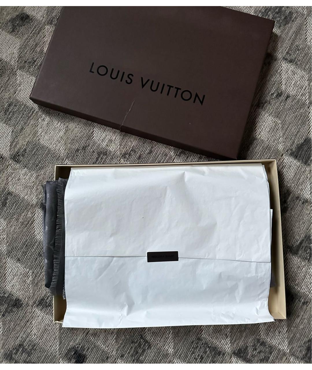 LOUIS VUITTON Антрацитовый платок, фото 7