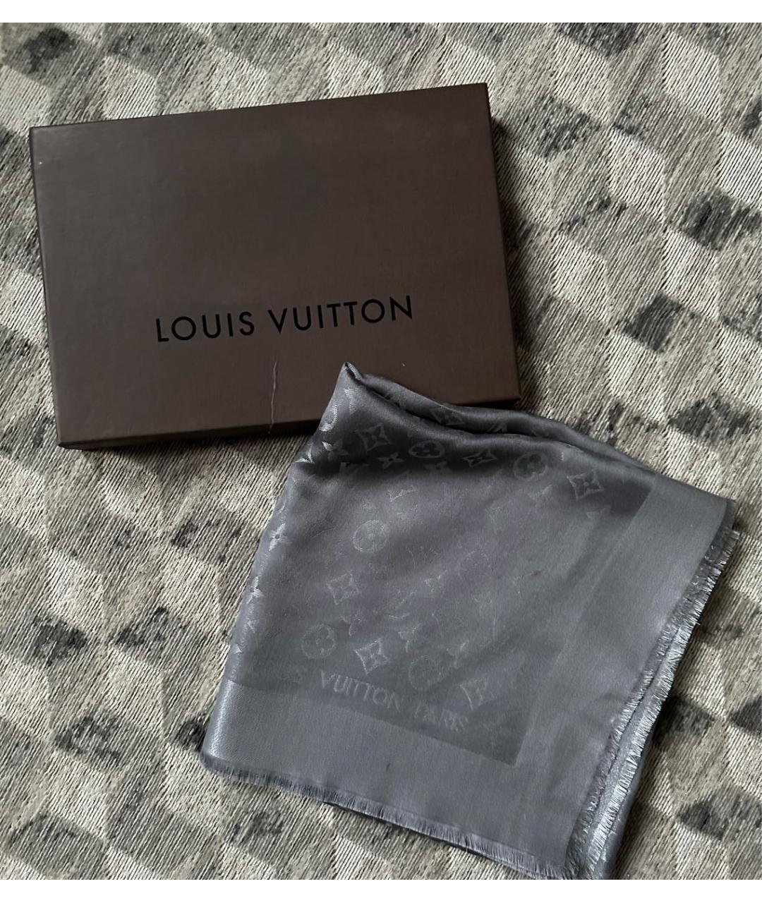 LOUIS VUITTON Антрацитовый платок, фото 6