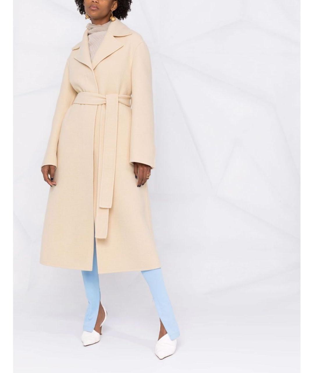 JIL SANDER Желтое шерстяное пальто, фото 3