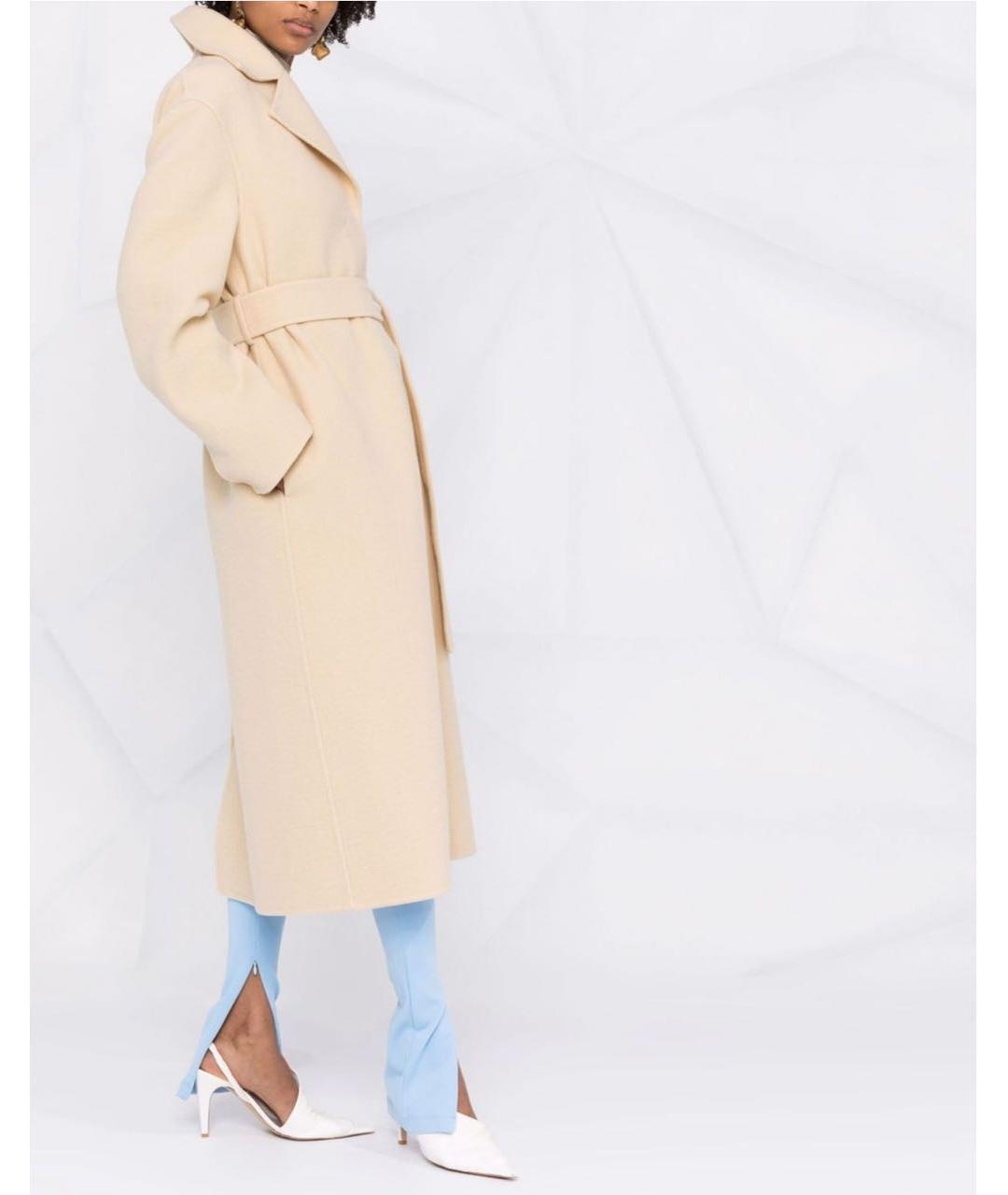 JIL SANDER Желтое шерстяное пальто, фото 4