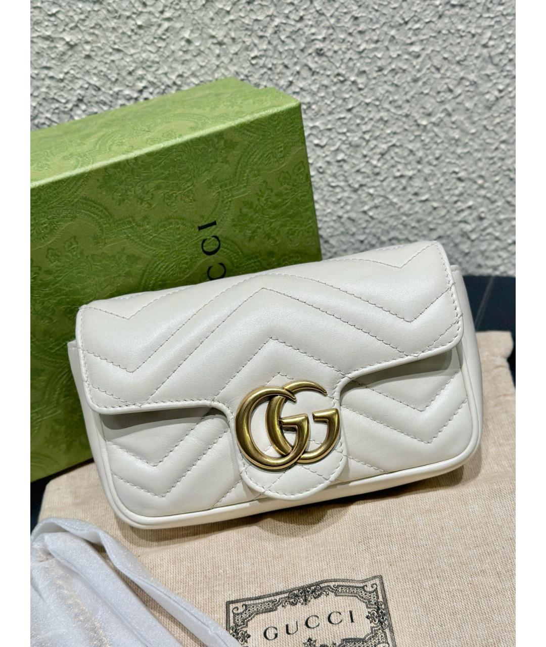GUCCI Белая кожаная сумка через плечо, фото 9