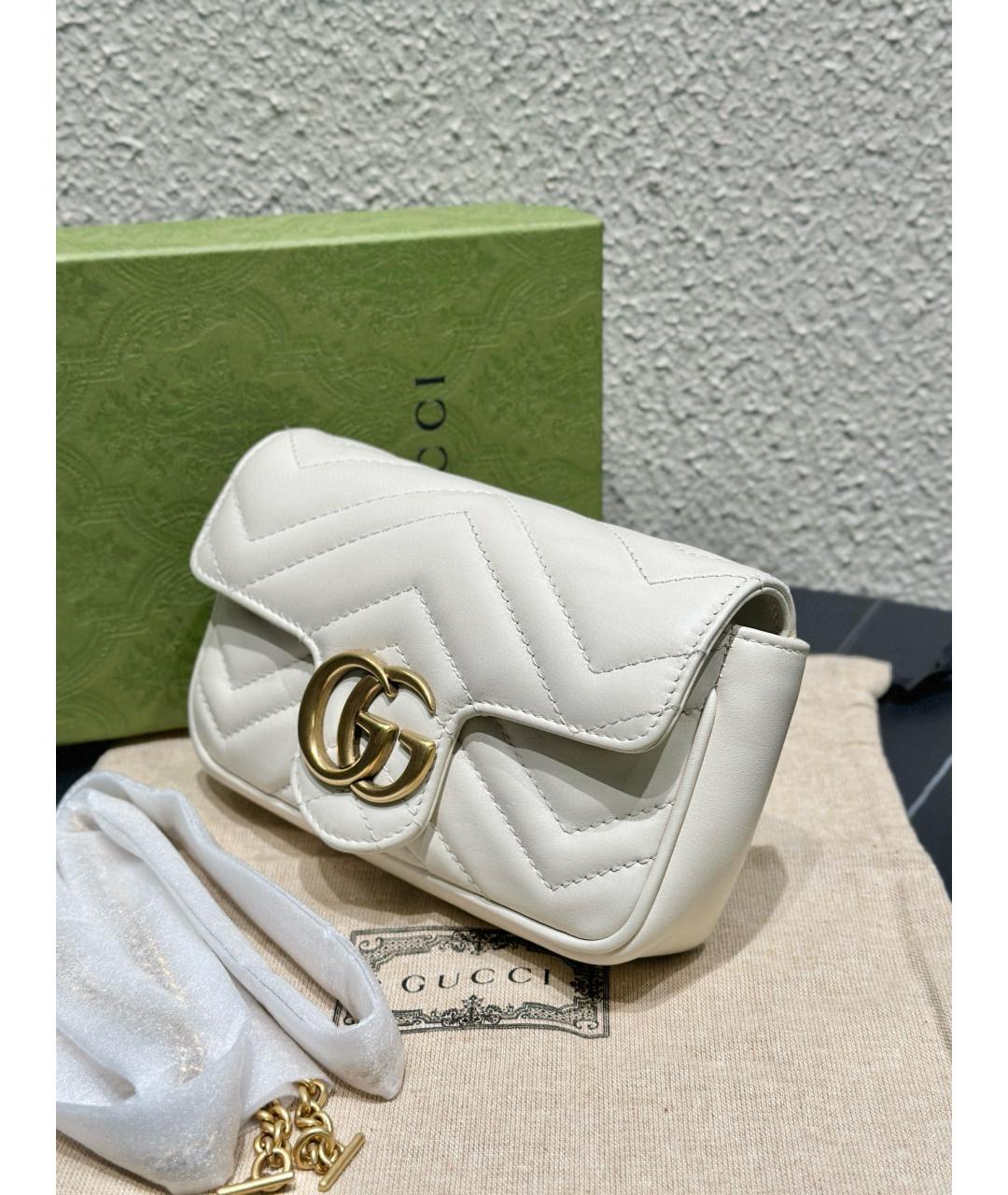 GUCCI Белая кожаная сумка через плечо, фото 3
